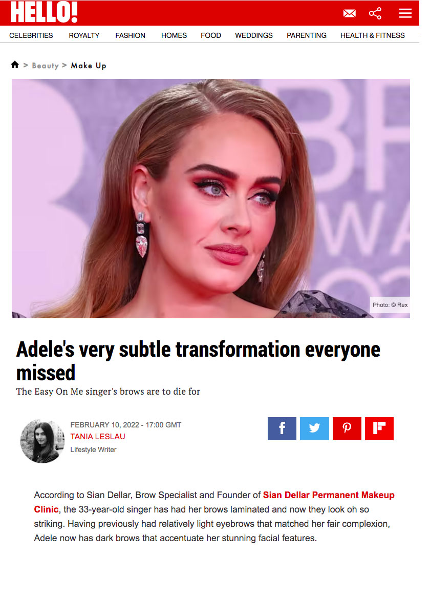 hello magazine preview adele eyebrows