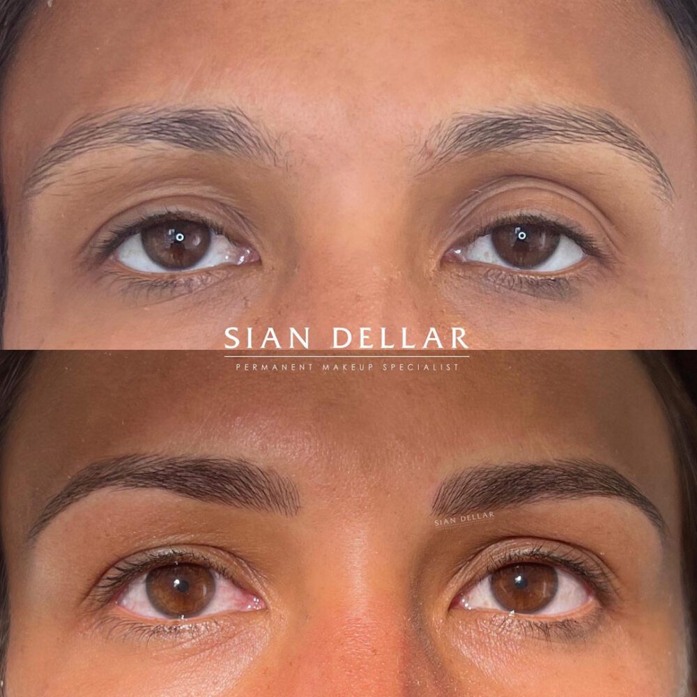 Microbladed eyebrows with soft arch