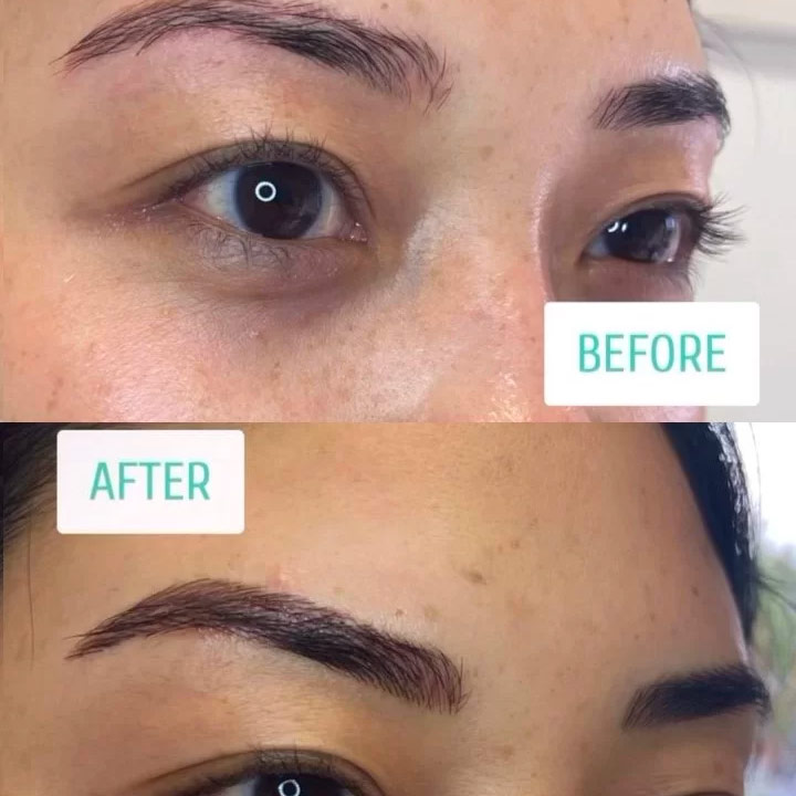 dark eyebrow arch microblading before and after