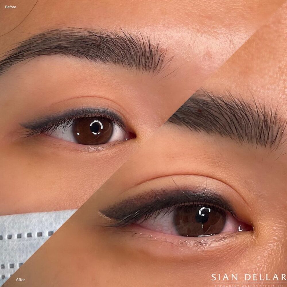 Top up your existing eyeliner tattoo with a smokey liner