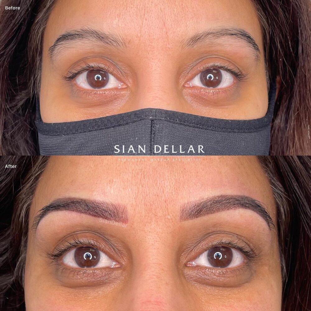 Combination brows for a faded but full brow look