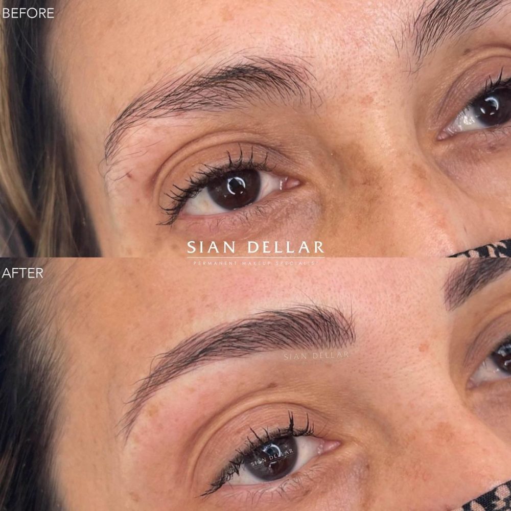 Defined eyebrow shape with microblading