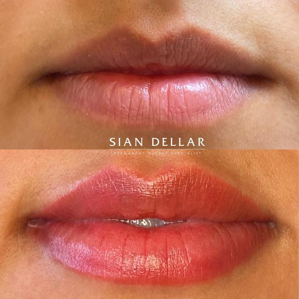 Rosy pink well-defined lips with lip blush