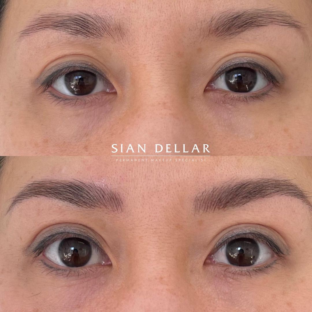 Combination brows for thin Asian brows before and after
