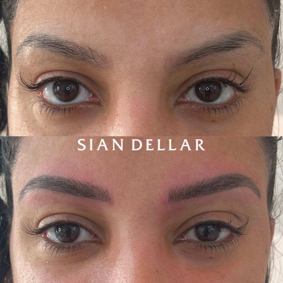 Achieve perfect symmetry of brows through combination brows